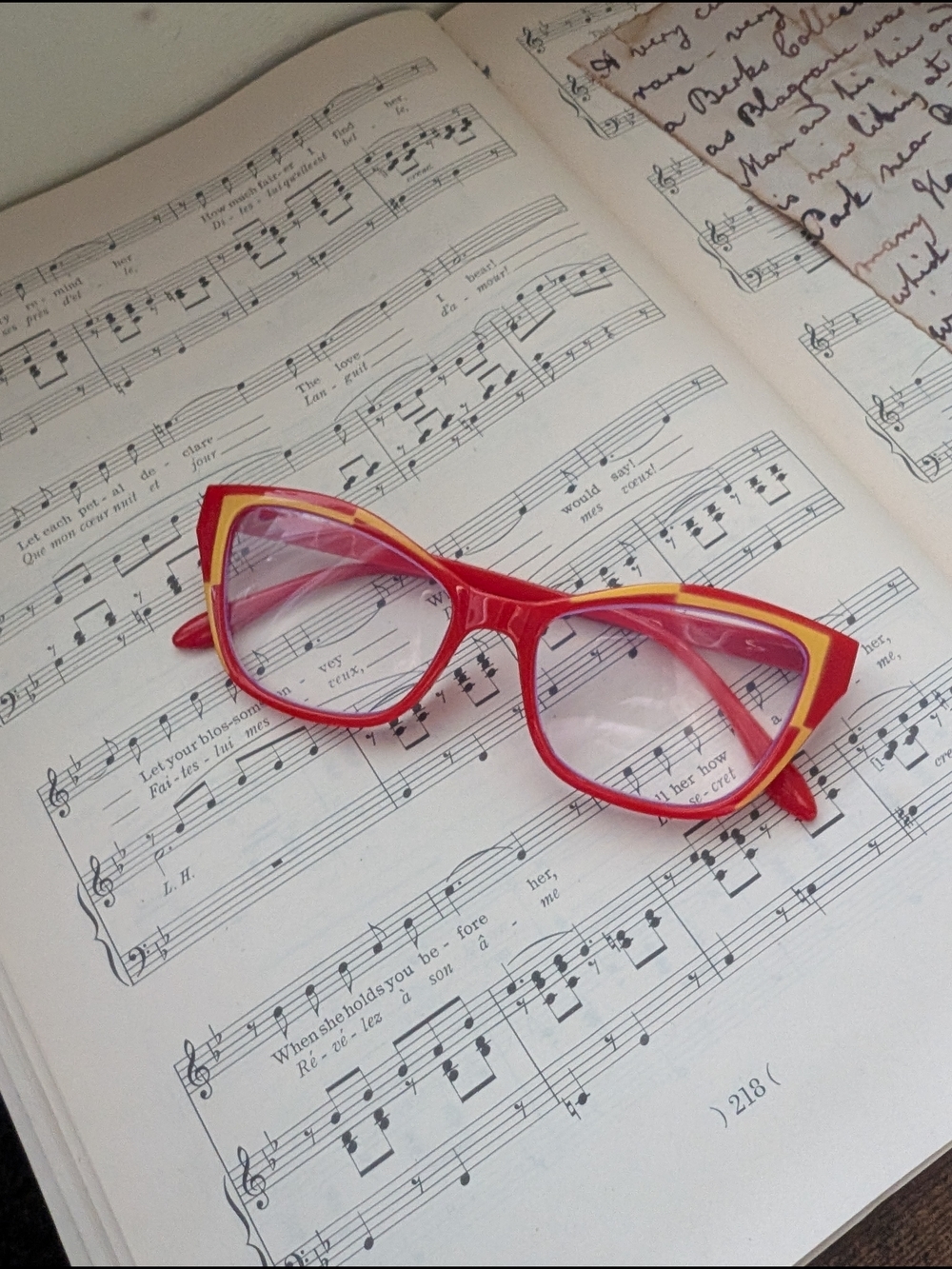Vintage Red & Yellow Cat Eye Glasses